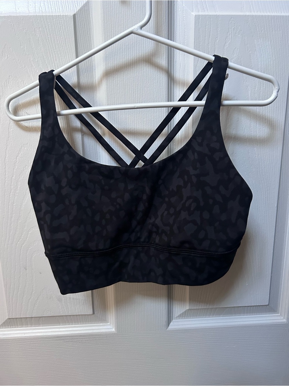 Lululemon Black Leopard Print Strappy Energy Bra